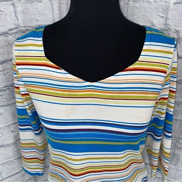 Cynthia max scoopneck long sleeve stripe top sz medium - Picture 3 of 9